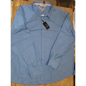 NWT Rosso Milano Italy Men's Dress Shirt 4XL Modern Fit Blue Patrol Textured